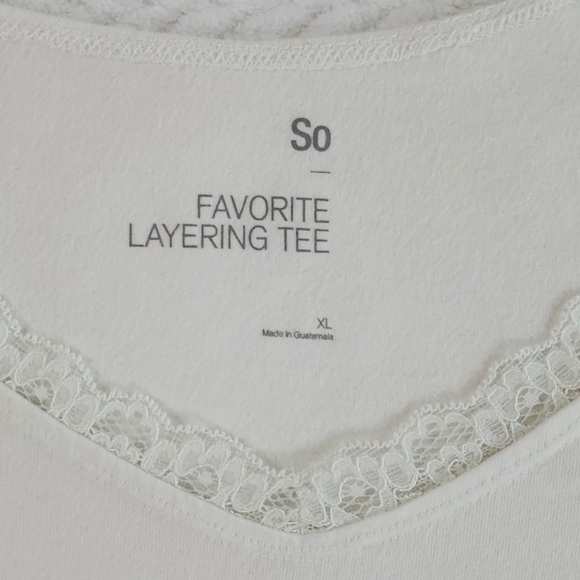 So White Long Sleeve Favorite Layering Tee Lace Details Size XL - Picture 12 of 13